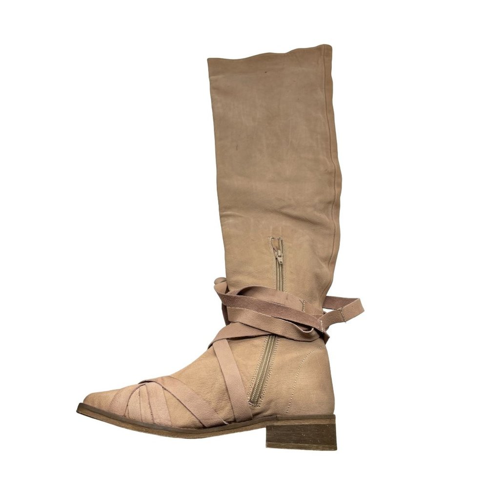 NEW Free People West End Lace Up Over Knee Boot 38 Leather - Picture 3 of 16
